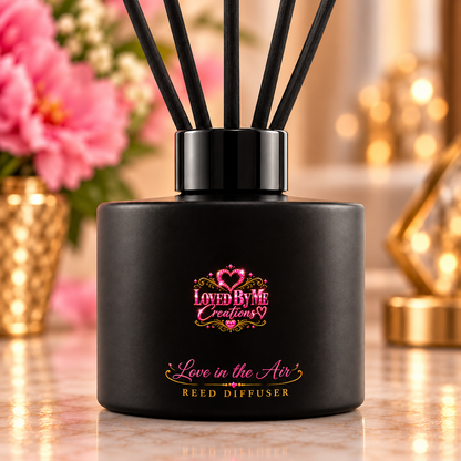 Love in the Air Reed Diffuser with small pink and gold logo